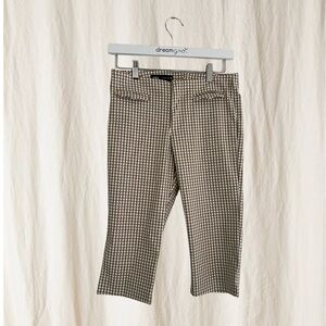 Zara Brown and White Gingham Capri Pants